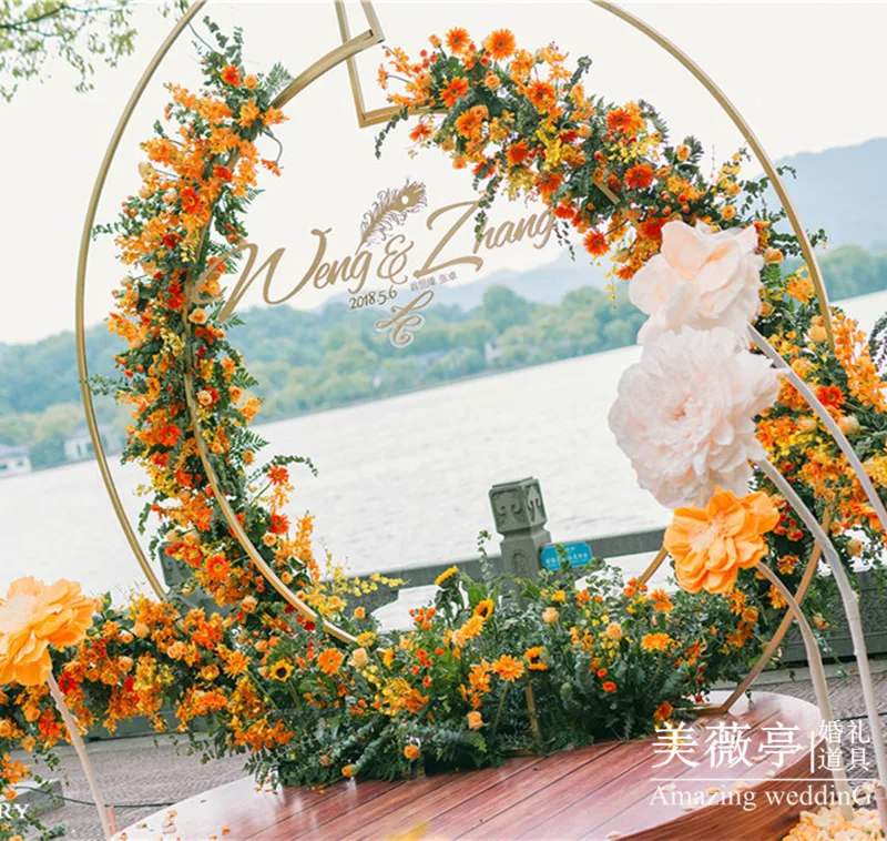 Свадебный реквизит Золотое кольцо в форме арки железный лист стержень дуги свадебный цветок дверь на заказ