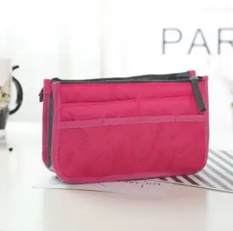 13 цветов органайзер для макияжа сумка женская мужская повседневная дорожная сумка многофункциональный тряпичный кошелек сумка в сумке косметичка - Цвет: Hot pink