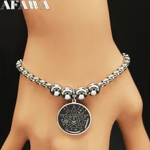 Серебряный Браслет-манжета из нержавеющей стали женские браслеты с пентаграммой и браслеты женский ювелирный браслет manchette B18337