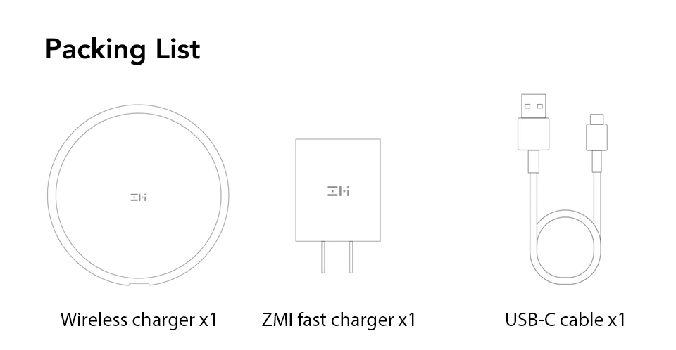 Xiaomi Беспроводной ZMI Зарядное устройство комплект USB-C «умное» распознавание нескольких протоколов Быстрая зарядка 2.5D Стекло Панель 5V 2A 9V 1.6A