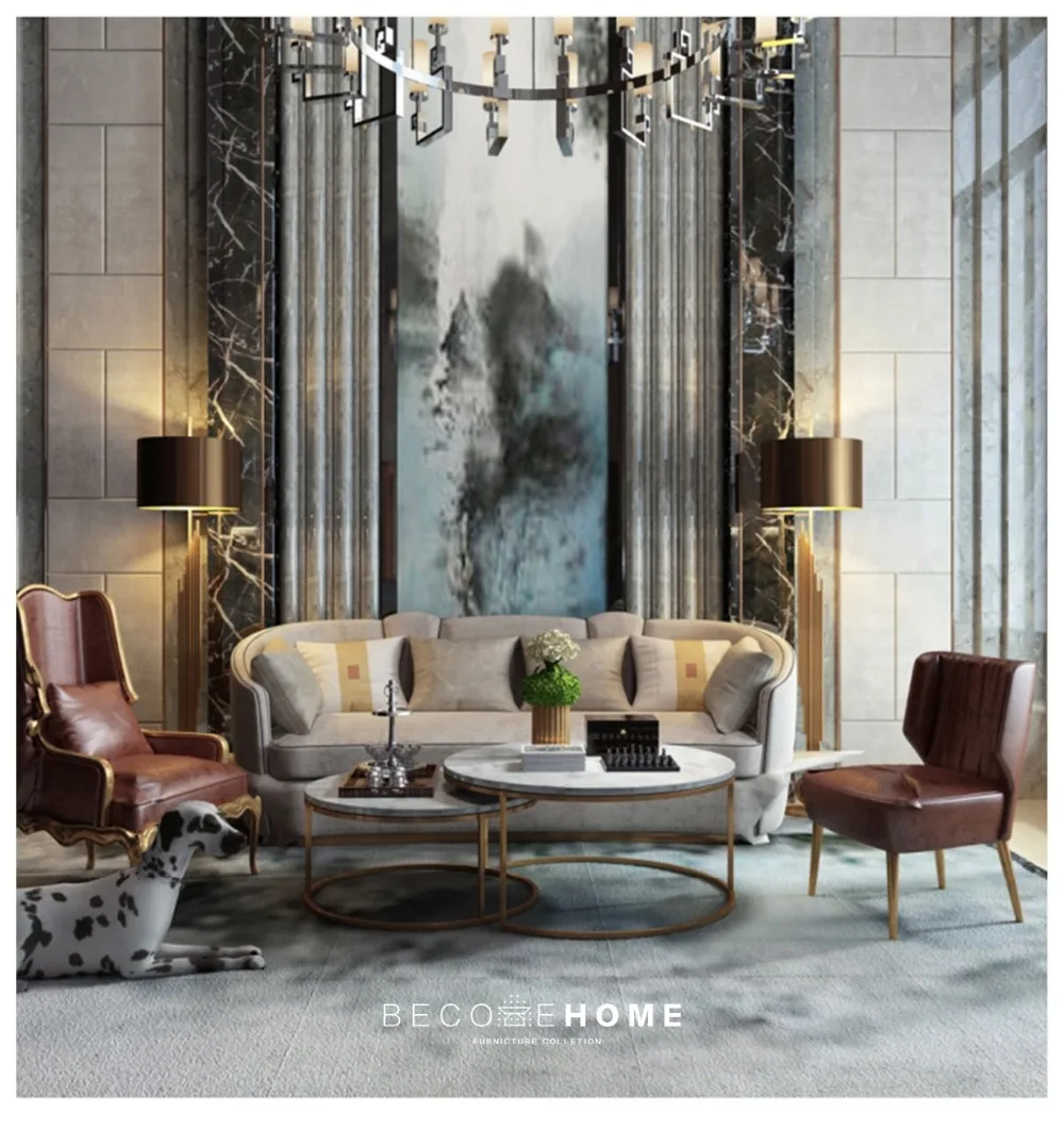 2-Piece Round Marble Nesting Coffee Tables Set - 80cm and 70cm Diameter image 3