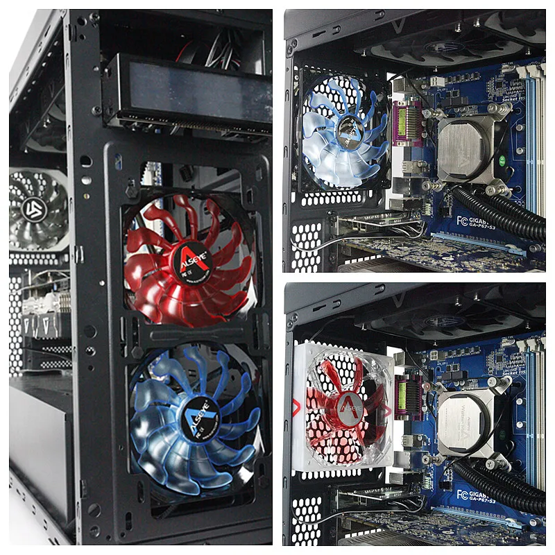 ALSEYE 120 мм вентилятор для компьютера DC 12 В 3pin 96CFM светодиодный охлаждения Cooler 1800