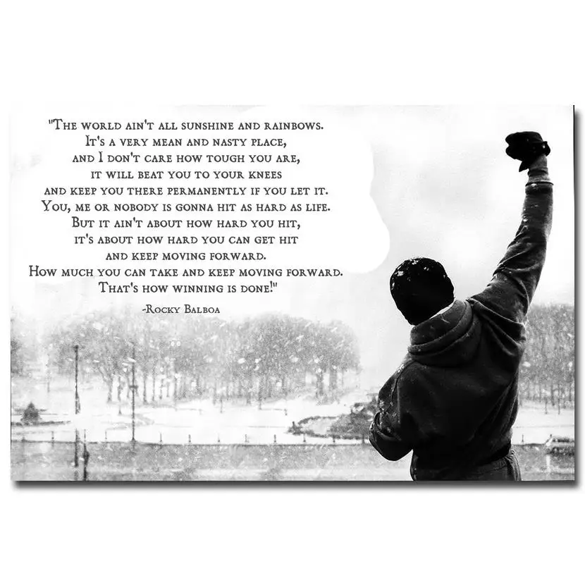 

NICOLESHENTING ROCKY BALBOA - Motivational Quotes Art Silk Fabric Poster Print 13x20 24x36inch Inspirational Pictures Wall Decor