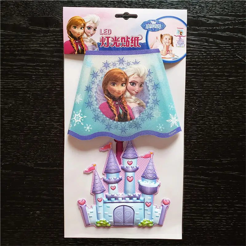 

Disney Frozen Genuine LED Light Sticker with Switch Children Baby Room Touch Wall Light Cartoon Wall Sticker toys