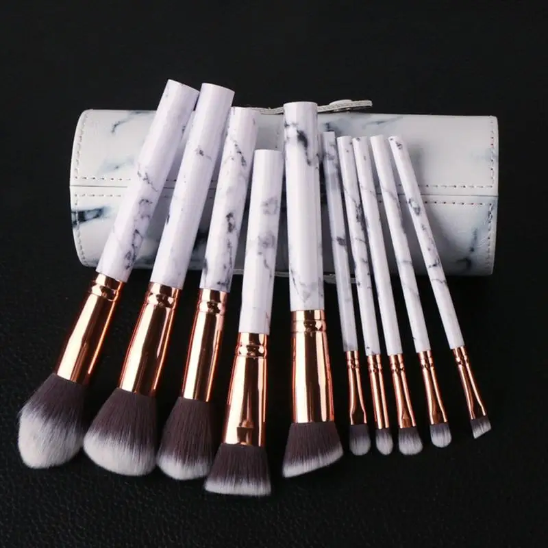 

10pcs/set Makup Brush Tool Kit With PU Leather Organizer Powder Cosmetic Eye Shadow Foundation Lip Blush Natural Makeup Brush