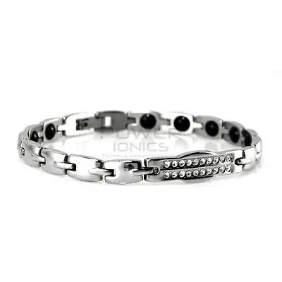 Магнитный браслет со стразами Power Ionics из титана и германия|power ionics|crystal braceletmagnetic
