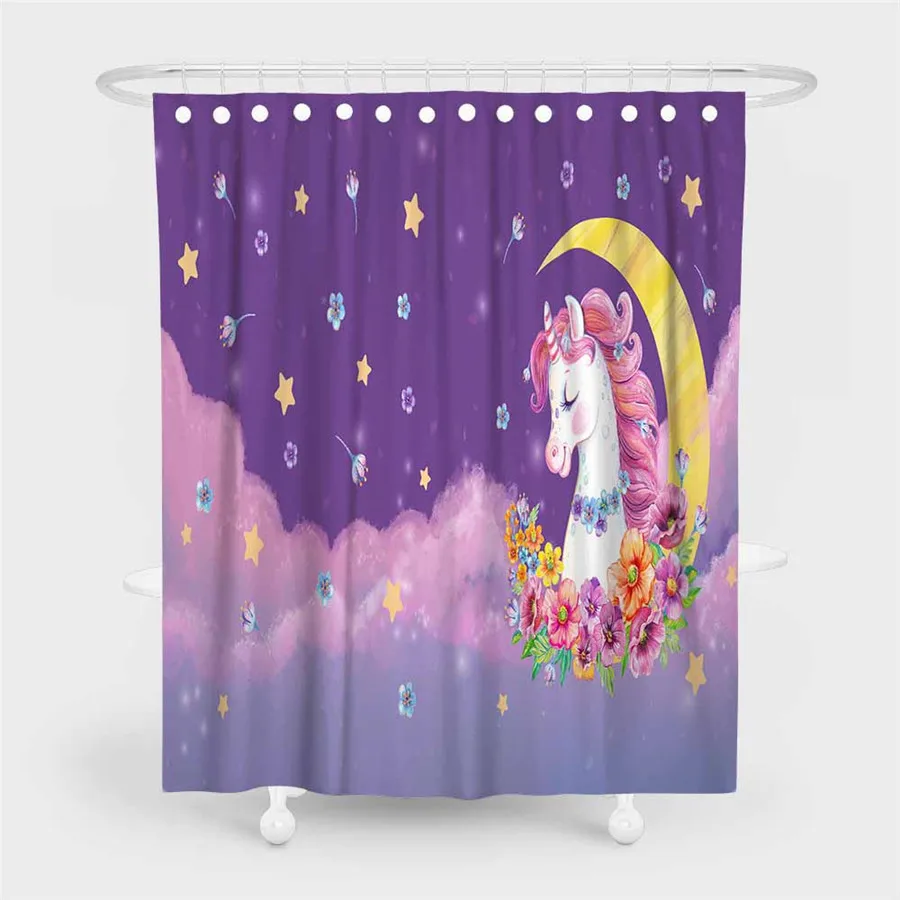 3D Beach Unicorn Shower Curtain Bathroom Waterproof Polyester Printing Curtains for Bathroom Shower - Цвет: 78