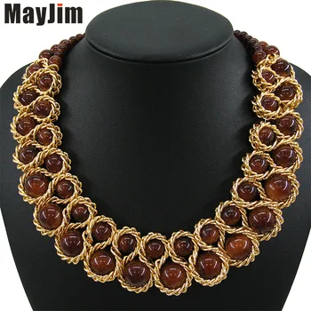 

MayJim Statement Fashion Necklace for Women 2018 Vintage Collar Gold Chain Bead Crystal Choker Necklaces & Pendants Bijoux