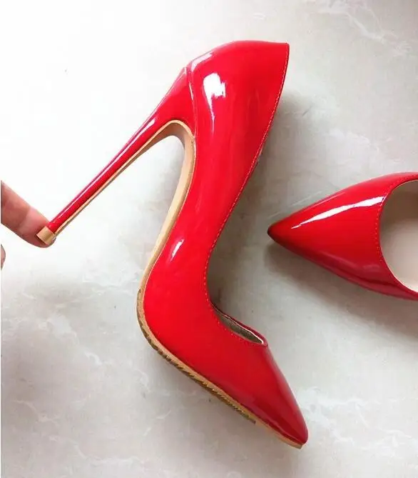 

Woman spring and fall pointed toe thin high heel pumps Ladies shallow super high heel shoes Brides wedding shoes dress shoes12cm