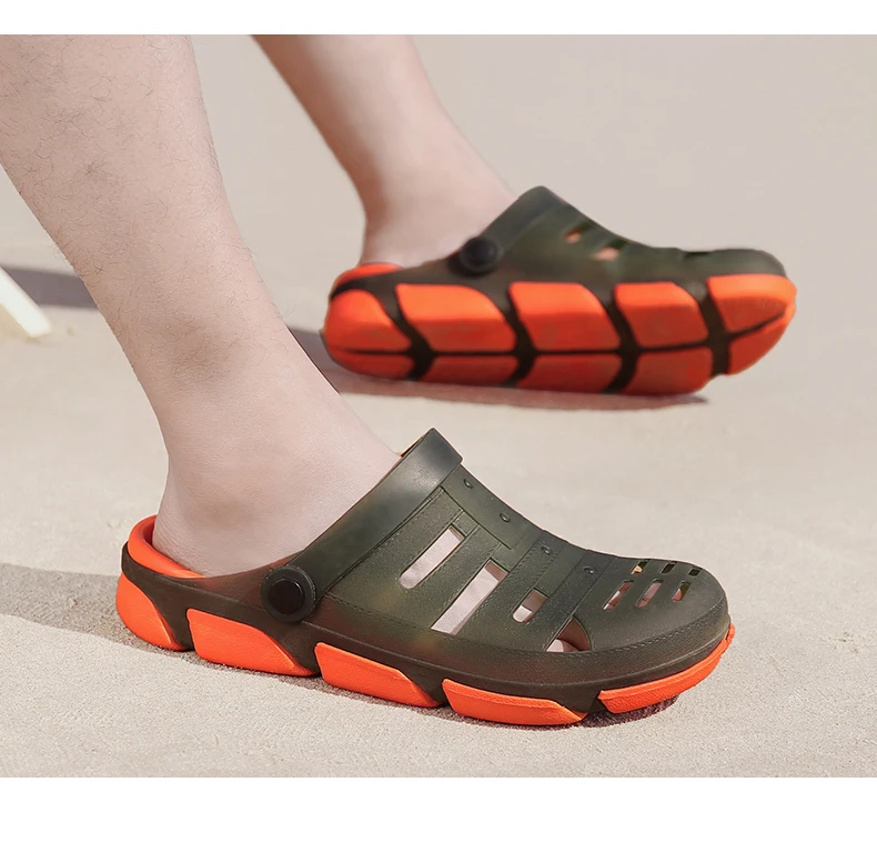 Новая прозрачная Летняя обувь Высокое качество Для Мужчин's Повседневное обувь Cave модные пляжные сандалии тапочки с отверстиями Для мужчин флип-флоп светильник сандалии