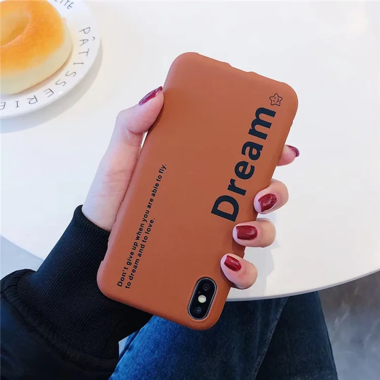 

2019 Latest model Simple solid color letters soft shell Case For iPhone 6 6S 7 8 plus X XR XS MAX Case