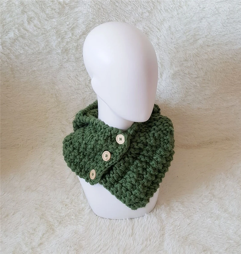 Kid Handmade Dinosaur Hat Children Eleka Knitted Cap Boy Girl Neckchief Tubular Scarf 3 Buttons Loop Shawl and Beanie_voghion.com