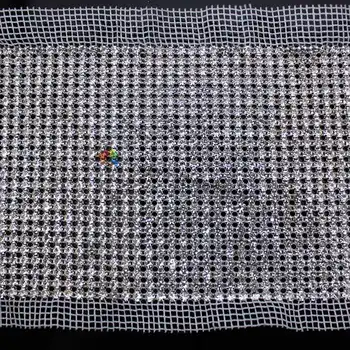 

10Yards 24 row Clear crystal rhinestone mesh applique trim SS17 SS18 SS19 SS20 crystal Silver Gold DIY Wedding Cake Browbands