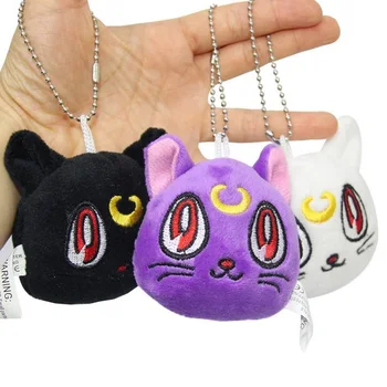 

Skyleshine 10pcs/Lot Sailor Moon Luna Cat Keychain Plush Doll Toys Stuffed Anime Kawaii Gift 7CM S9223