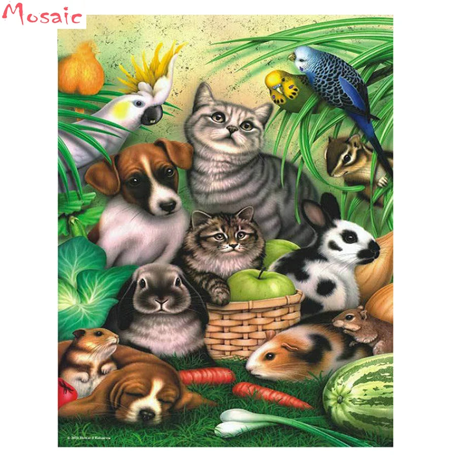 5d Diy Diamond Lukisan Cross Stitch Garden Kucing Square Diamond