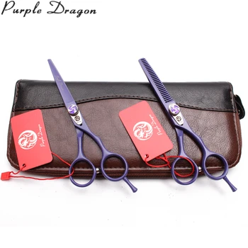 

1Pair 5.5" 6" JPStainless Purple Dragon Straight Scissors Thinning Shears Professional Pet Scissors Dog Grooming Scissors Z1018
