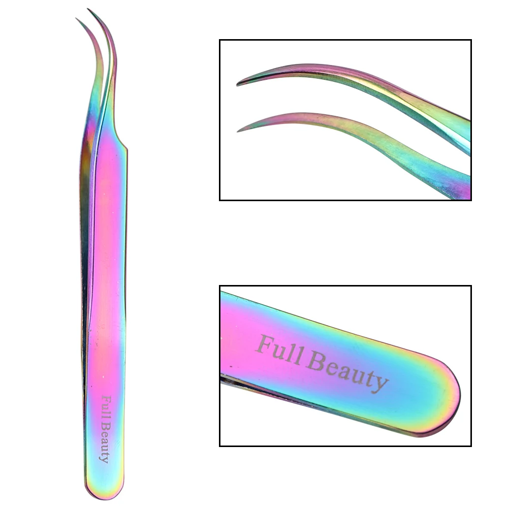 1pcs Curved Straight Tweezers Rainbow Eyelash Extension Nails Decor Picker Dead Skin Remover Manicure Makeup Nail Tools JIFBT1-4