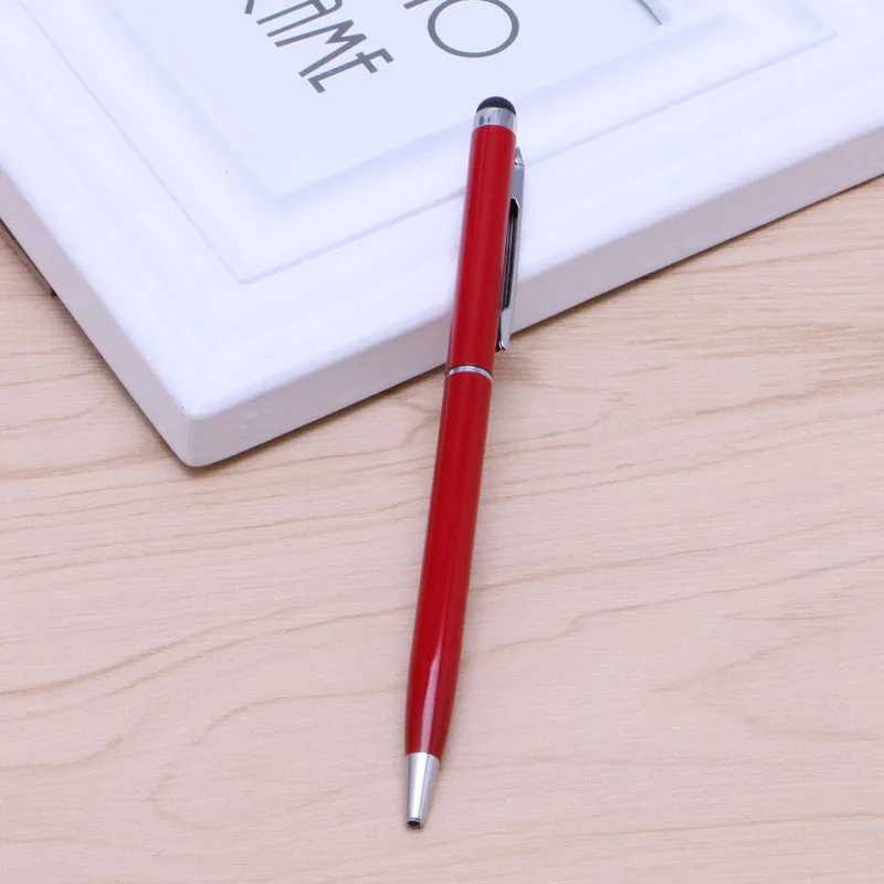 Стильная тонкая шариковая ручка 2 в 1 и емкостный стилус для iPhone, iPad, планшетов - Цвет: R