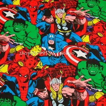 

105X100cm Marvel Super Hero The Avengers Cotton Fabric for Baby Boy Clothes Sewing Hometextile Patchwork DIY
