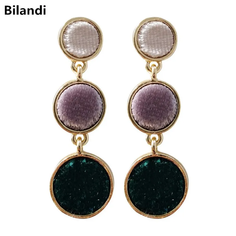 

Hot Selling Fashionable Fabric Lint Round Drop Earrings For Female Jewelry