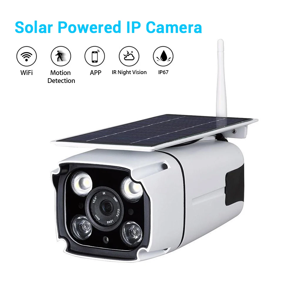 

Solar Battery Power IP Camera HD Waterproof WiFi Wireless Outdoor Human Motion Detection Security Camera Night Vision CCTV Cam