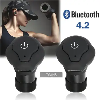 

Mini Bluetooth Earphones Wireless Earbuds Sports Bass Earpieces with Mic True Bass Twins Stereo In-Ear Headsets For Phone