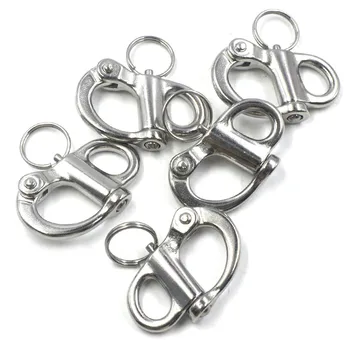 

5Pcs 304 Stainless Steel 50mm Hard Silver Rigging Sailing Fixed Bail Snap Shackle