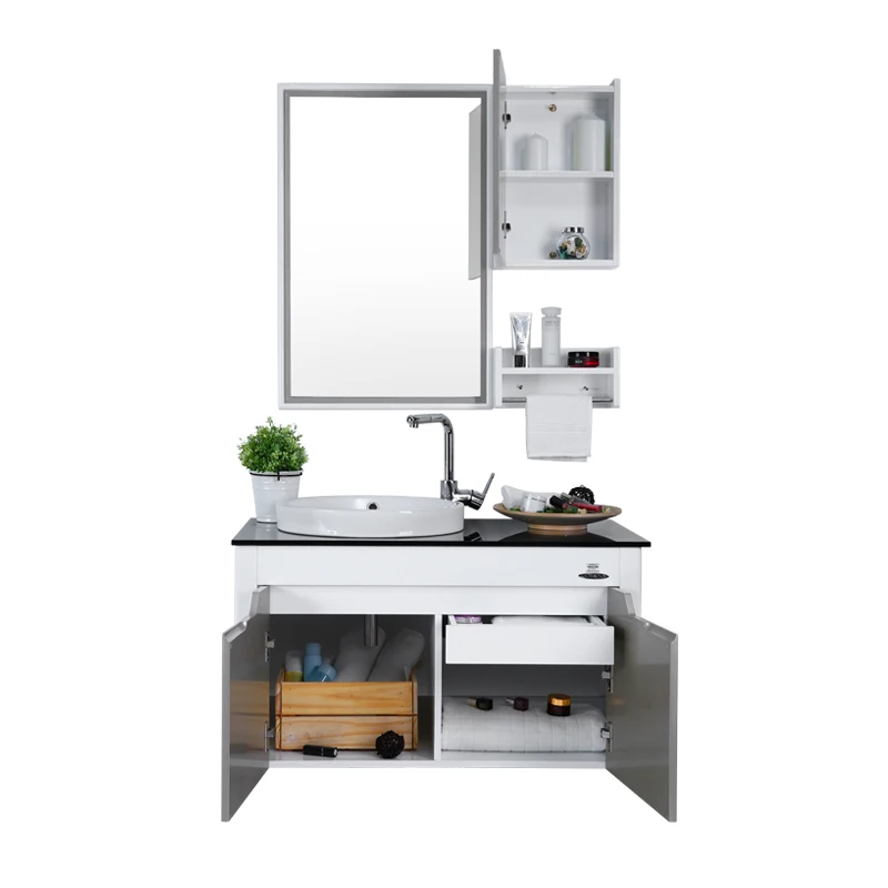 JOMOO الراقية الحمام بالباطل مع مرآة خزانة الذاتي التزجيج حوض منشفة رف PVC المواد وحدة حوض عصريّة للحمّام JOMOO الراقية الحمام بالباطل مع مرآة خزانة الذاتي التزجيج حوض منشفة رف PVC المواد وحدة حوض عصريّة للحمّام