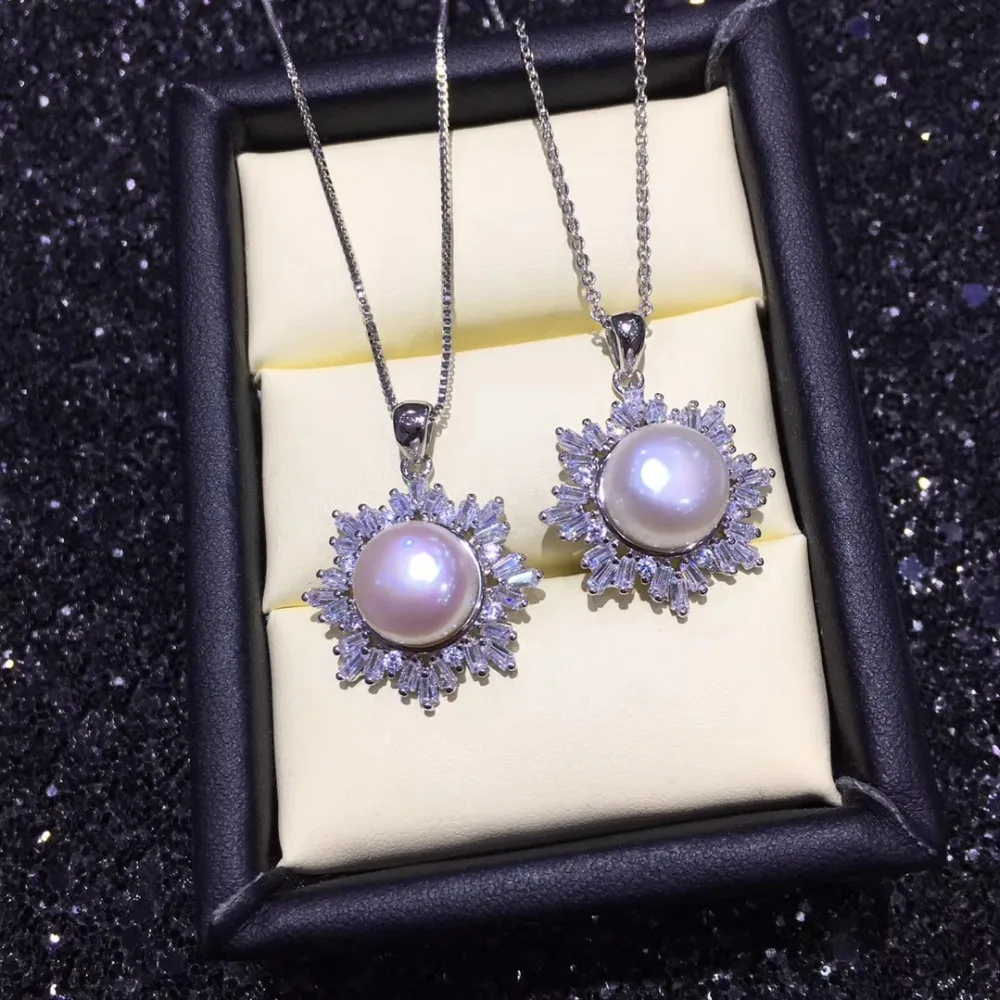 

YIKALAISI 925 sterling silver jewelry for women 100% natural 9-10mm freshwater pearl choker pendant 2019 fine jewelry Wholesale