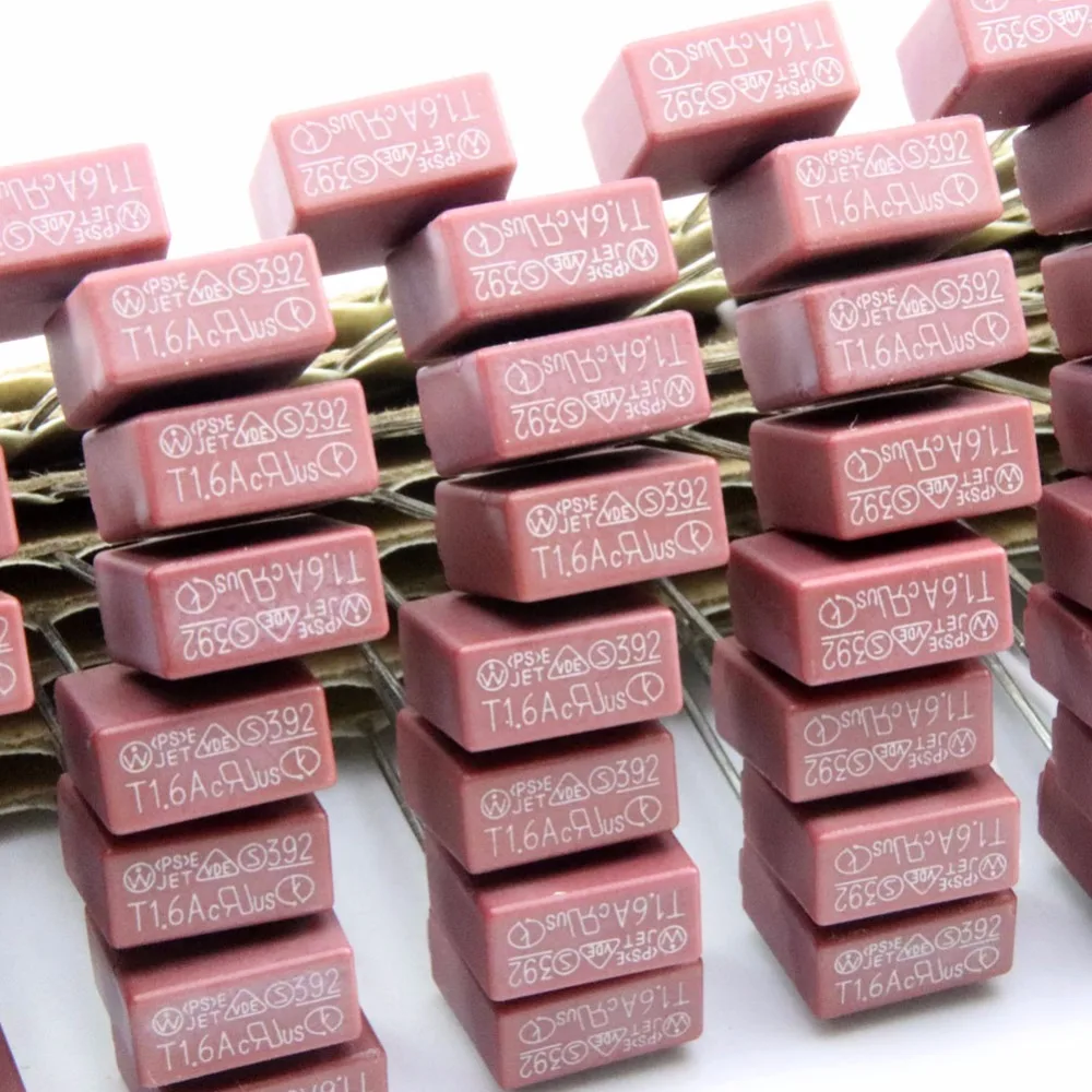 50Pcs T1A 392 Square Plastic Fuses 1A 250V Slow Blow Square Fuse LCD TV