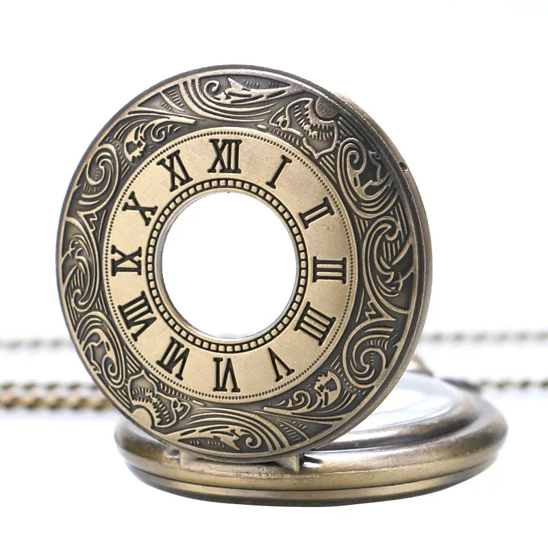 Винтаж бронзовый Римский номер стимпанк цепочки и ожерелья кварцевые карманные часы цепи для мужчин's женщин Relogio де Bolso подарок
