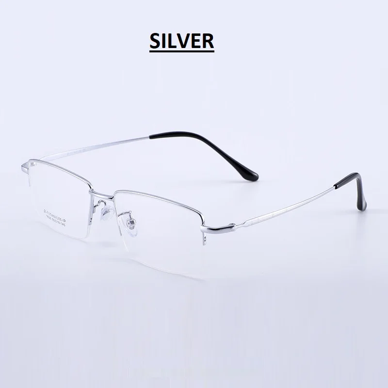 Ширина-143 B титановые очки, мужские деловые ультра-светильник, модная оправа для очков, новинка, полуоправа, мужские очки для близорукости - Цвет оправы: SILVER