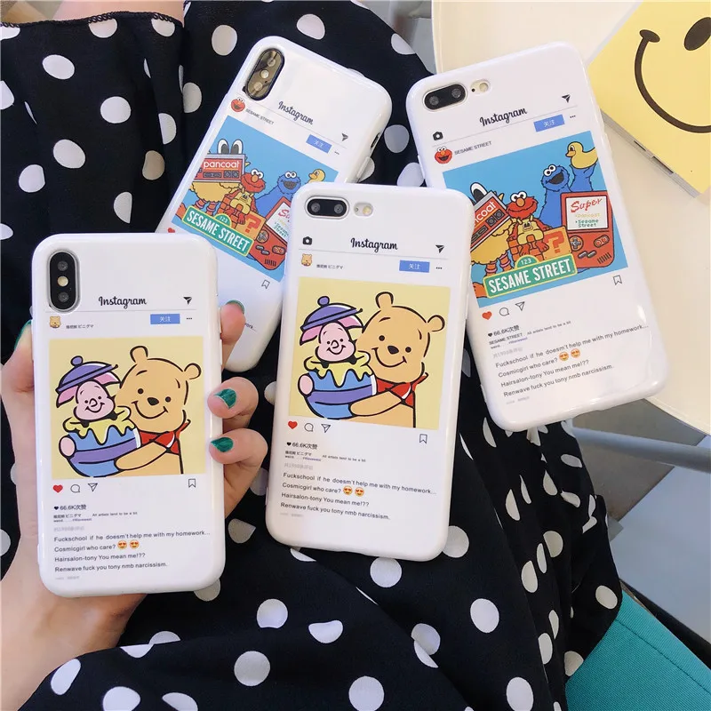 

Funny Cartoon Sesame Street Lovely bear Mobile Phone Case For iphone 6 6s 6plus 7 7plus 8 8plus X Fashion Cute Candy Case