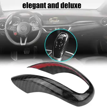 

Car Auto Carbon Fiber Interior Gear Shift Shifter Knob Frame Cover Trim for Alfa Romeo Stelvio/Giulia