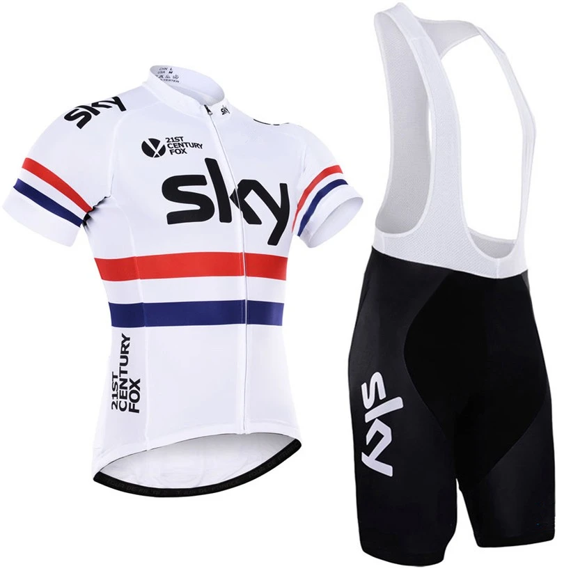 

Summer Cycling Sky Professional New Jersey Short Sleeve Breathable Stretch Set Men's Bicycle Clothing Suit 2018 pro team