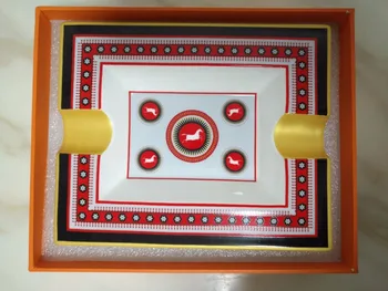 

High-end Card European Pattern Two Holder Ceramic Cigar Ashtray W/ Original Gift Box 2