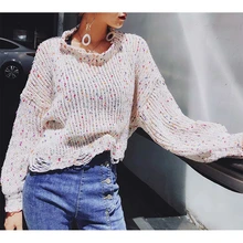 Knit Sweater Women Rainbow Sweaters Ladies Hollow Out Sweaters Women Winter 2019 Loose Pullover Sweater Jumper Woman Sweaters sweaters modis m182w00296 jumper sweater clothes apparel pullover for female for woman tmallfs