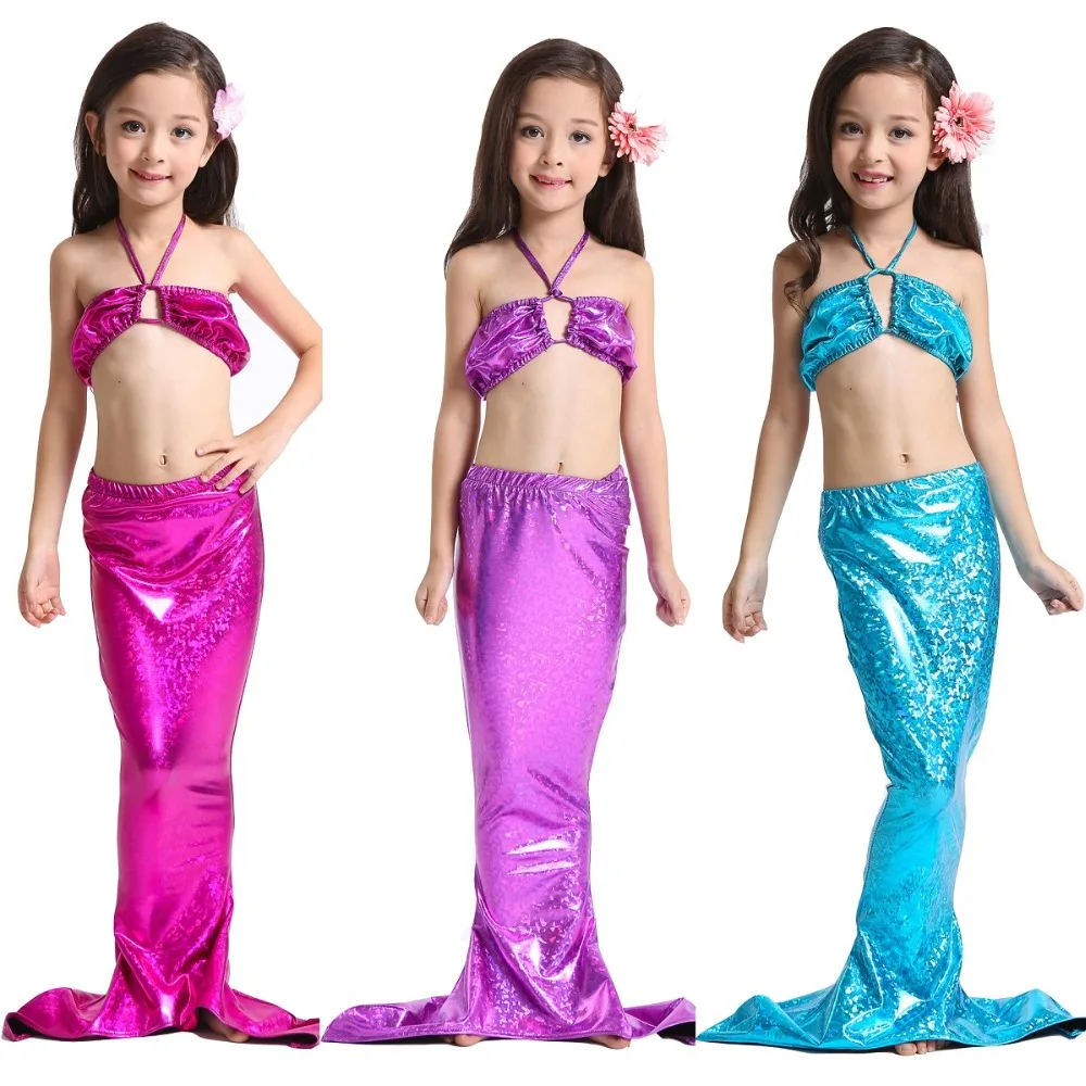 

2018 Hot Ariel 3 piece Bikinis Set Swimmable Children Mermaid Tails Girls Kids Swimsuit Mermaid Tail Costume for Girl Swimming