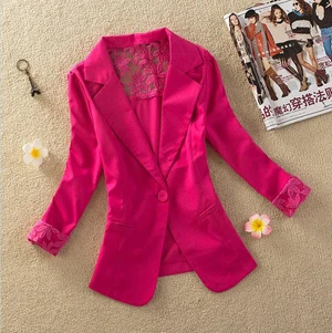 Новинка, женский короткий приталенный пиджак, элегантная тонкая верхняя одежда с рукавом три четверти, Женская Повседневная летняя куртка - Цвет: Rose