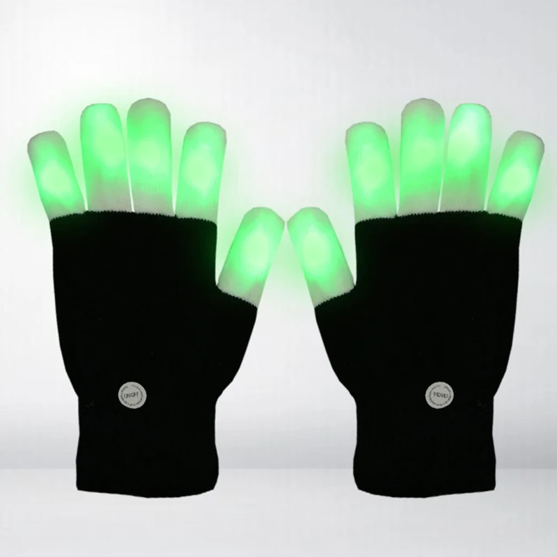 Перчатки со светодиодами, пальчиковые огни, 7 режимов, светящаяся перчатка с кончиком пальца для рождественской вечеринки, 1 пара