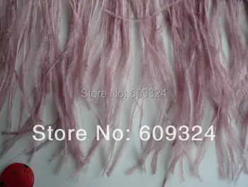 

Free Shipping-10 yards rose Pink ostrich feather trimming fringe 5- 6inch in width ostrich feather trim for wedding adress