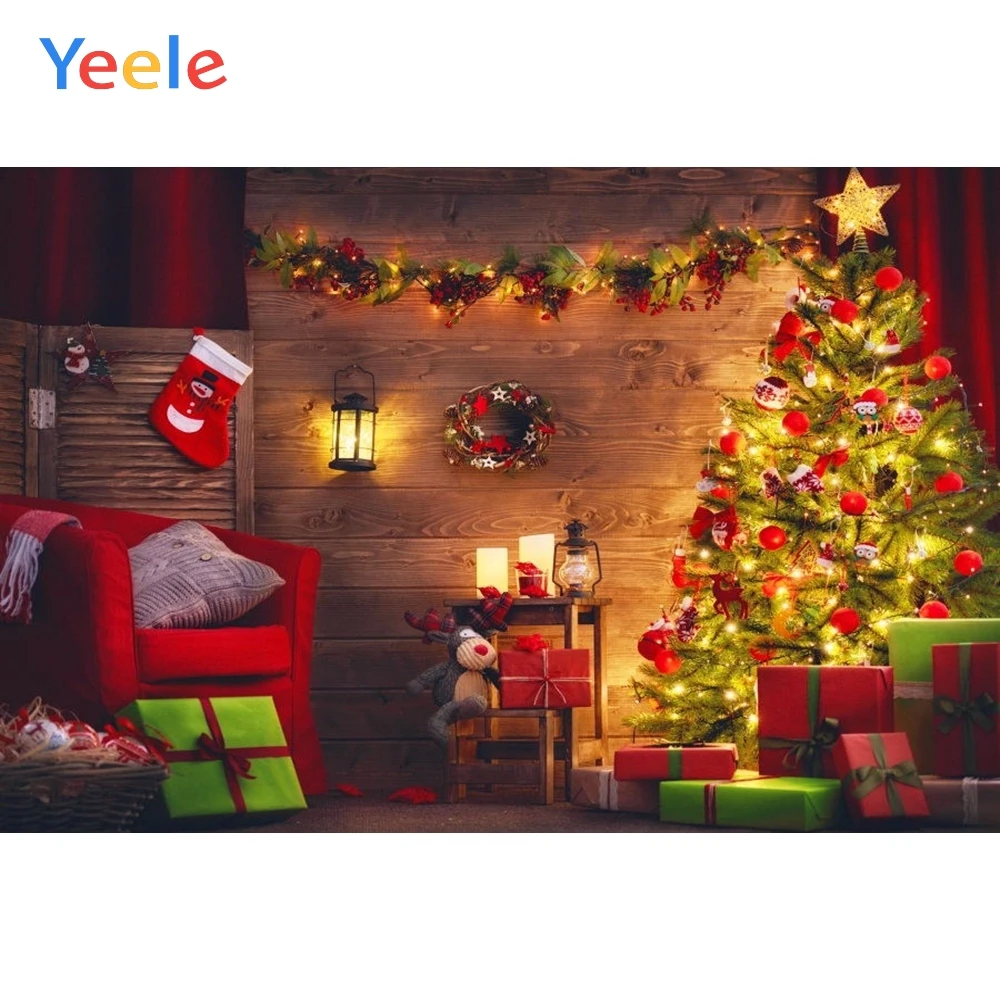 

Yeele Merry Christmas Photography Backgrounds Tree Gift Sofa Sock Indoor Custom Vinyl Photographic Backdrop For Photo Studio