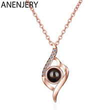 ANENJERY Wing Shaped 925 Sterling Silver Wave Zircon Projection Meaningful Necklaces For Women Gift S-N409