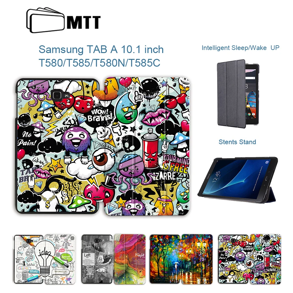 MTT мультяшный чехол с граффити для samsung Galaxy Tab A A6 10,1 дюймов T580 T585 T580N из искусственной кожи откидной чехол для планшета защитный чехол