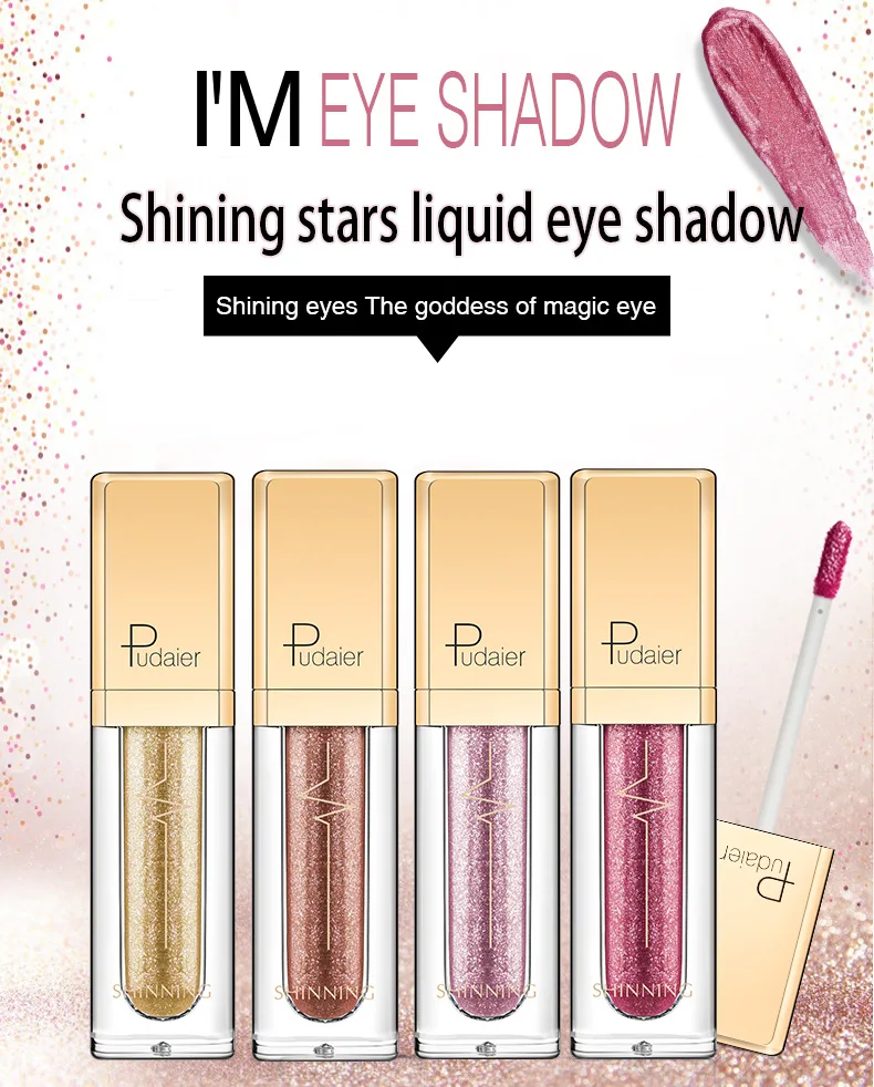 Pudaier 18 цветов Shine Smoky Eyeshadow waterproof Dimond Glitter жидкие тени для век женские косметические тени для век подводка для глаз