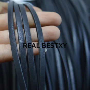 

REAL BESTXY 5m/lot 5*2mm black smooth flat leather cords wide leather straps for jewelry making bracelets leather strings sale