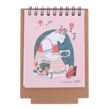 

2019 Mini Kraft Paper Desktop Paper Calendar Organizer DIY Table Planner Yearly Agenda