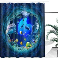 Ocean Dolphin Deep Sea Polyester Shower Curtain 2