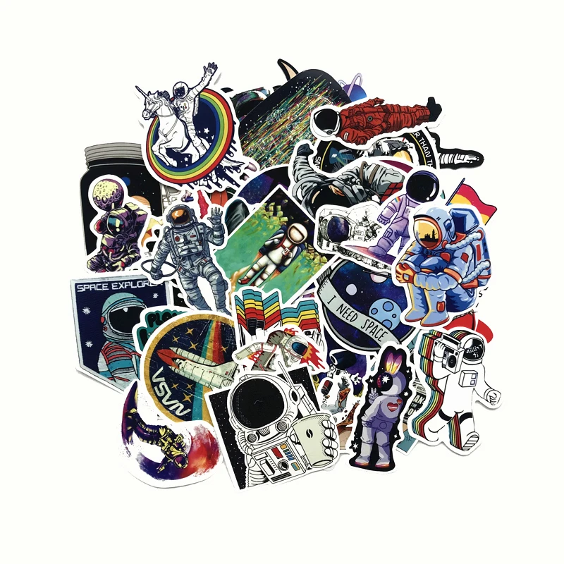 TD ZW 50Pcs Outer Space Astronaut Stickers For Suitcase Skateboard Laptop Luggage Fridge Phone Car Styling DIY Decal Sticker