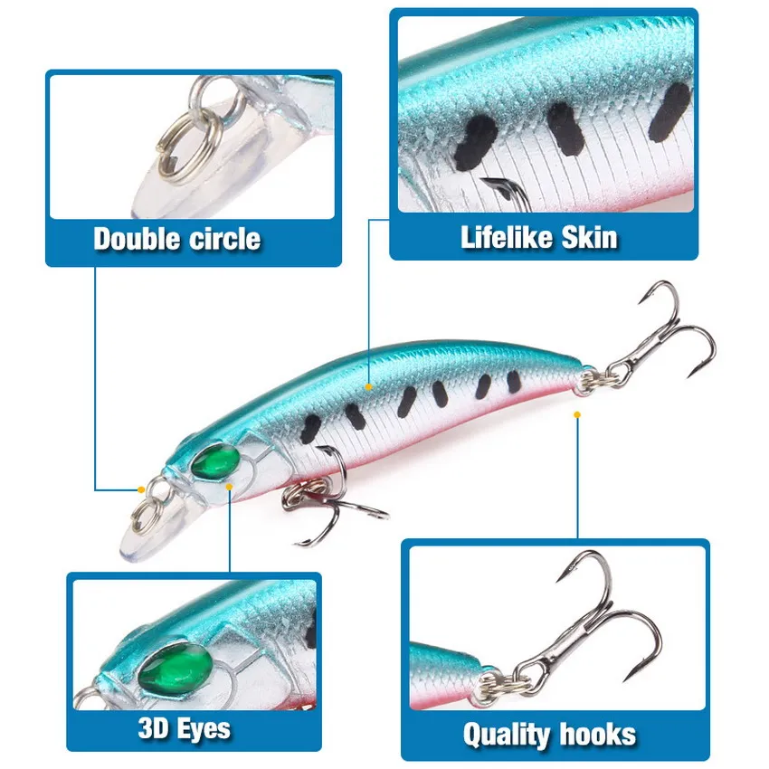 1 قطعة طعوم صيد سمك البلمة 68mm-2.67in الليزر Crankbait Wobblers الاصطناعي البلاستيك الصلب الطعم الصيد معالجة 4g-0.14 oz
